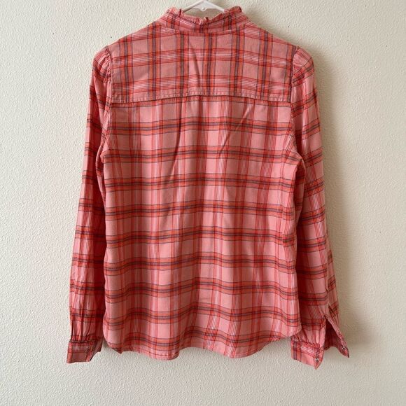 GAP Plaid Ruffle-Neck Blouse M - Picture 6 of 7